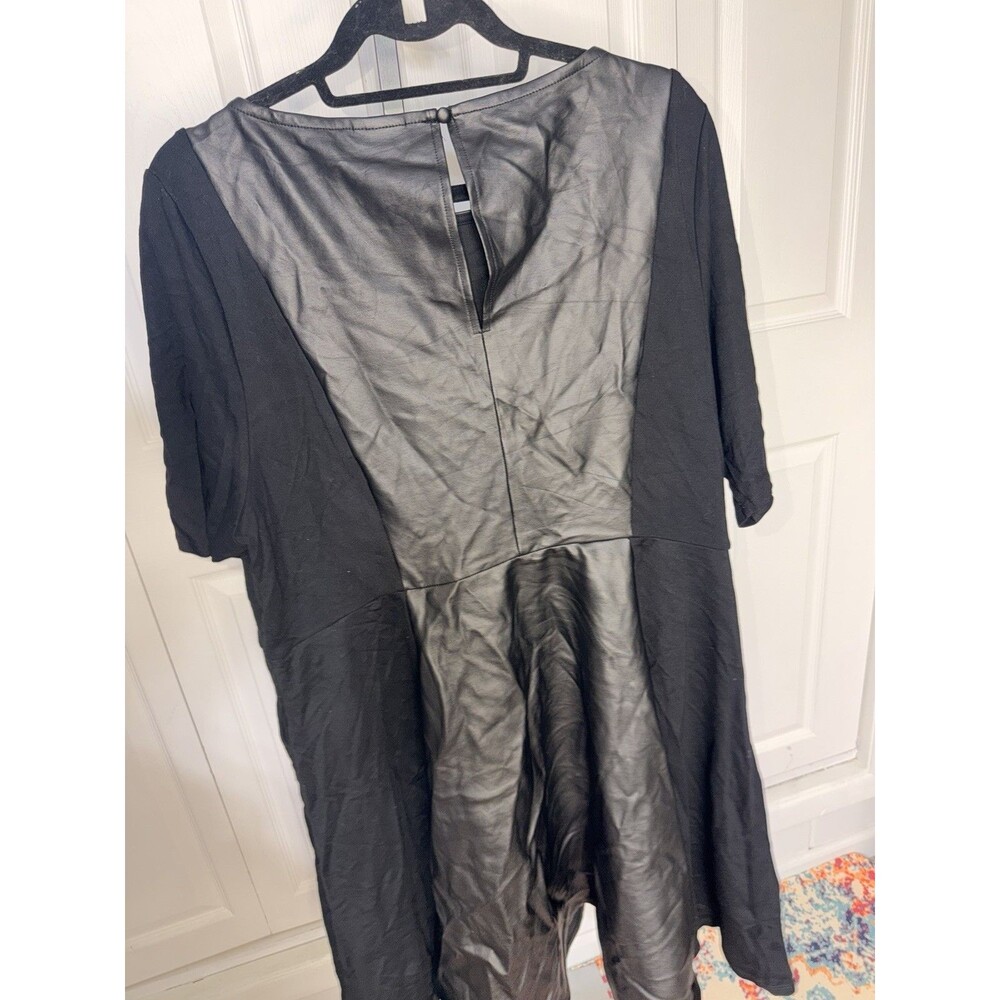 NWT Torrid Faux Leather Black Fit-to-flare Dress Size 3x - Picture 7 of 8